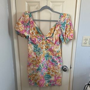 Nasty Gal Floral Puff Sleeve Dress